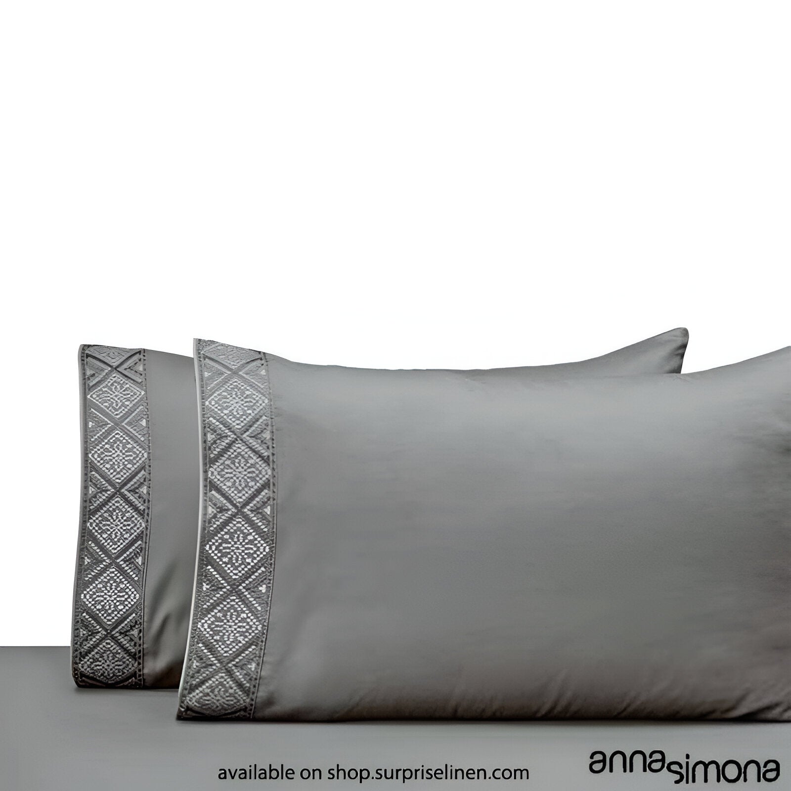 Anna Simona - Jane King Size 400 TC Cotton Satin King Size Bedsheet Set (Charcoal)