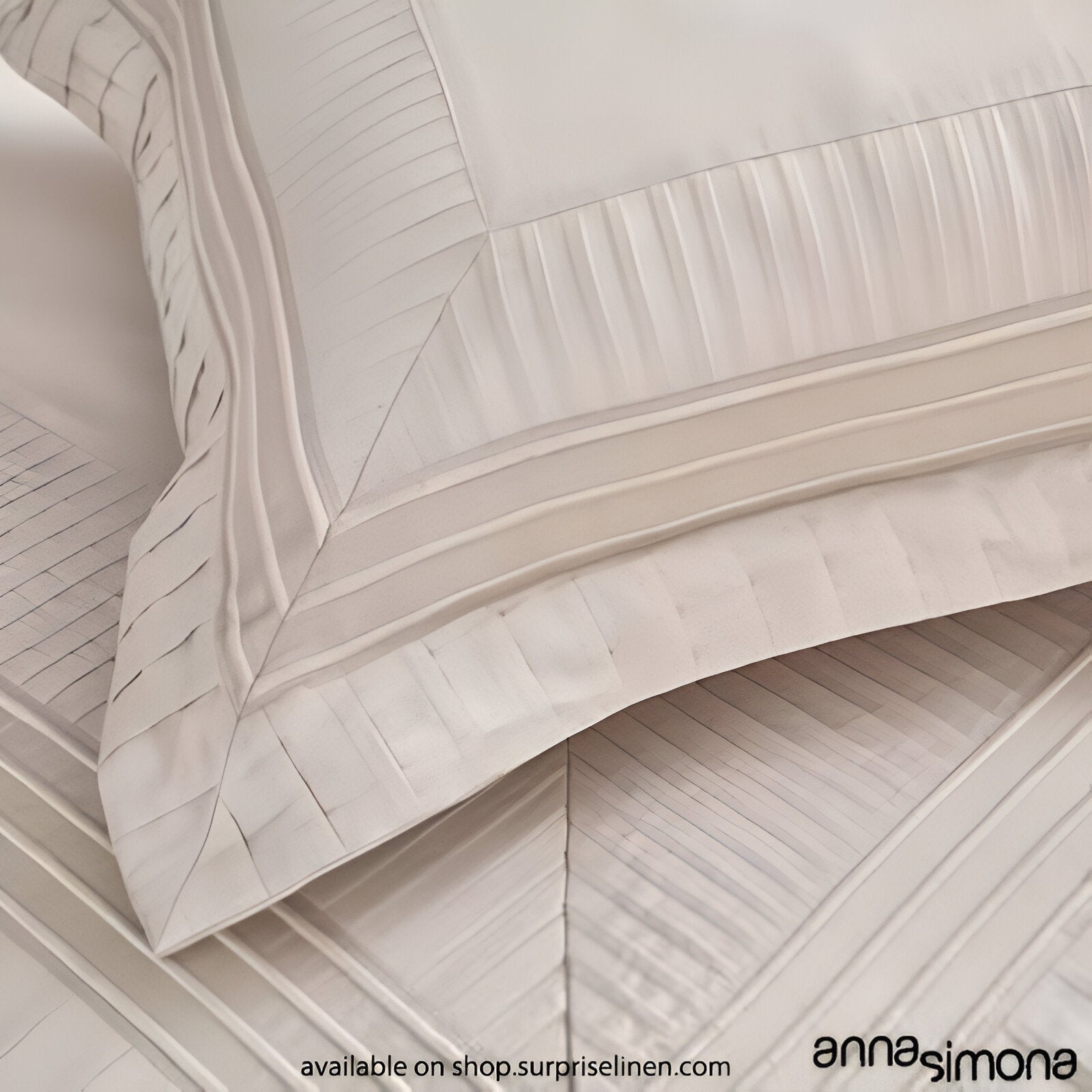 Anna Simona - Melissa 4 Pcs Fine Cotton Satin Duvet Cover Set (Stone)