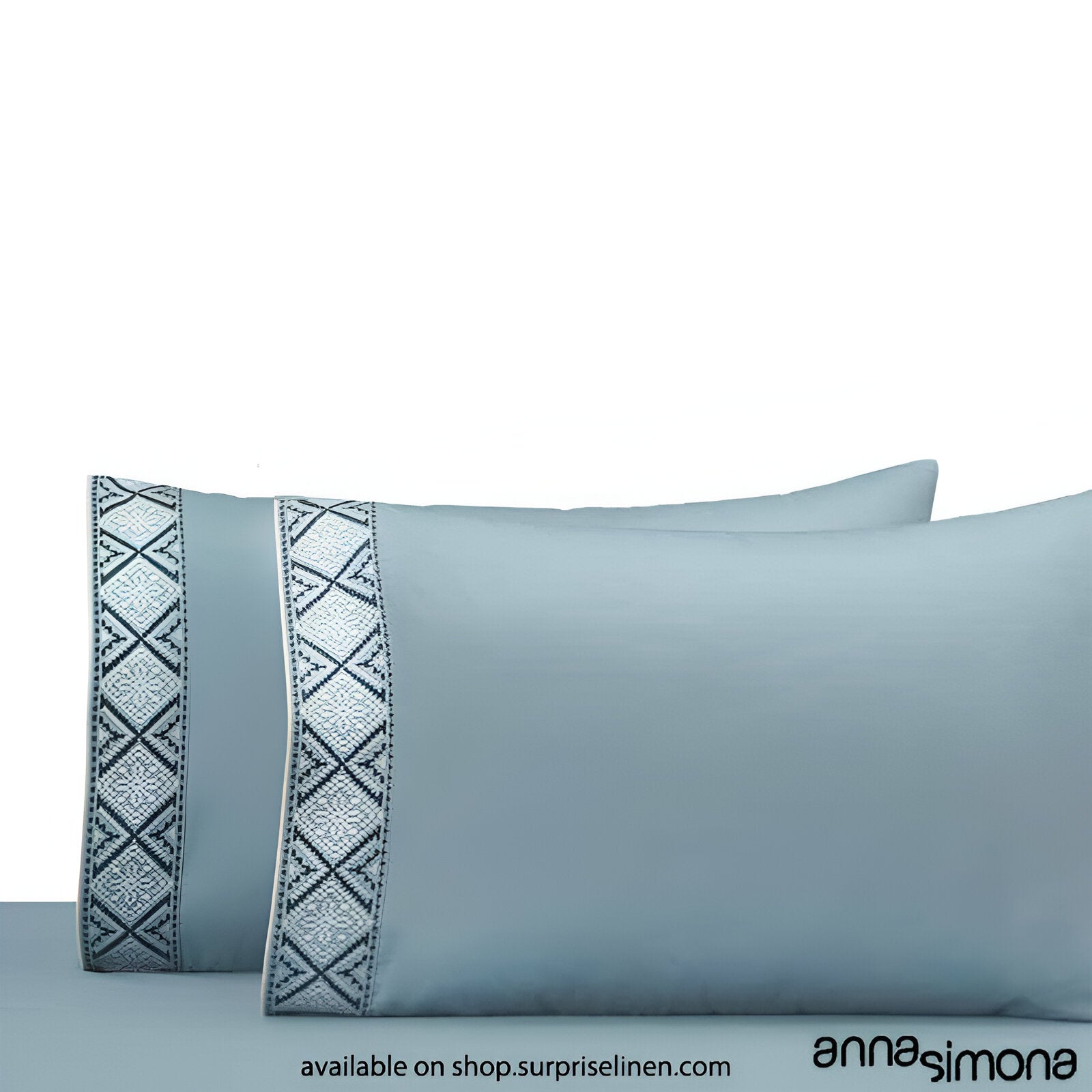 Anna Simona - Jane King Size 400 TC Cotton Satin King Size Bedsheet Set (Powder Blue)