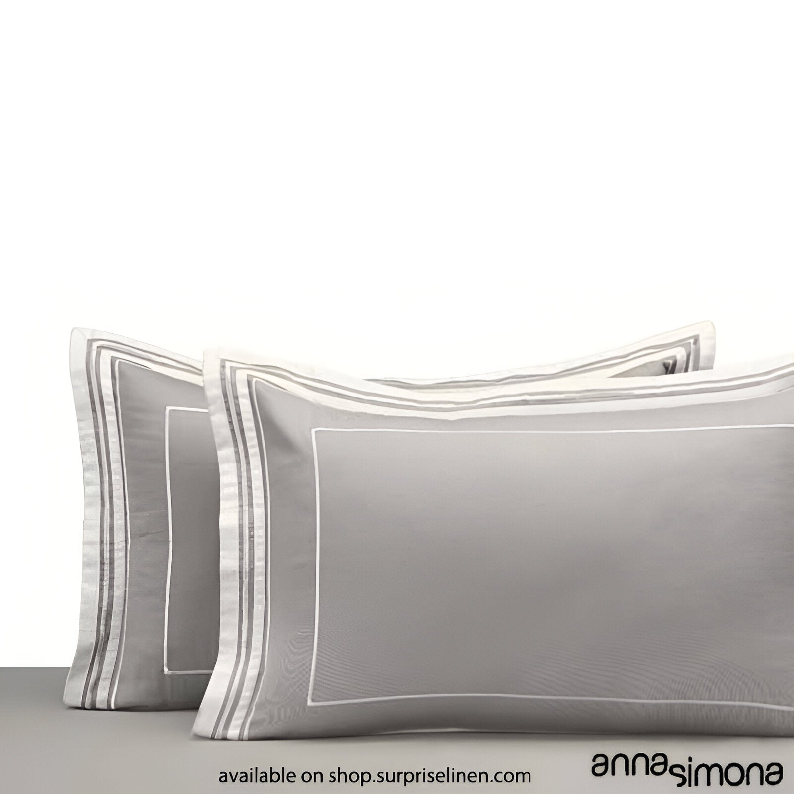 Anna Simona - Esther King Size 400 TC Cotton Satin King Size Bedsheet Set (Silver)