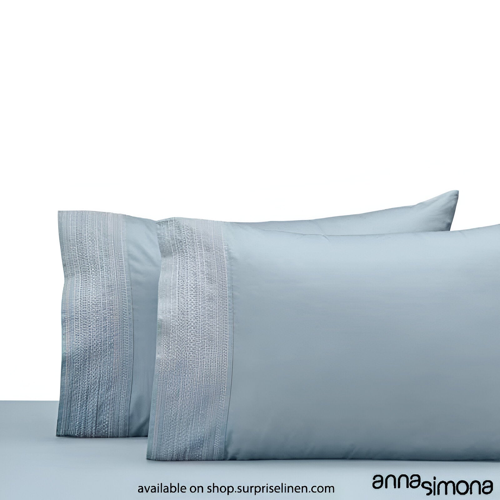 Anna Simona - Irene King Size 400 TC Cotton Satin King Size Bedsheet Set (Powder Blue)