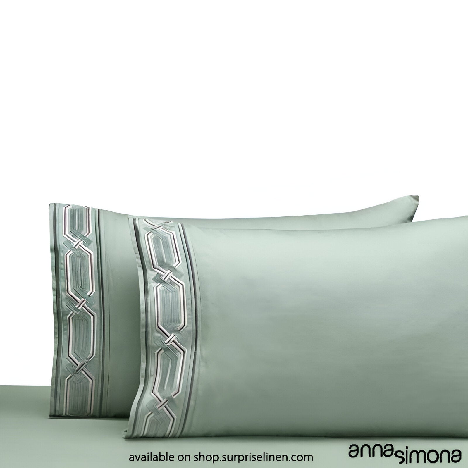 Anna Simona - Ava King Size 400 TC Cotton Satin King Size Bedsheet Set (Jade Green)