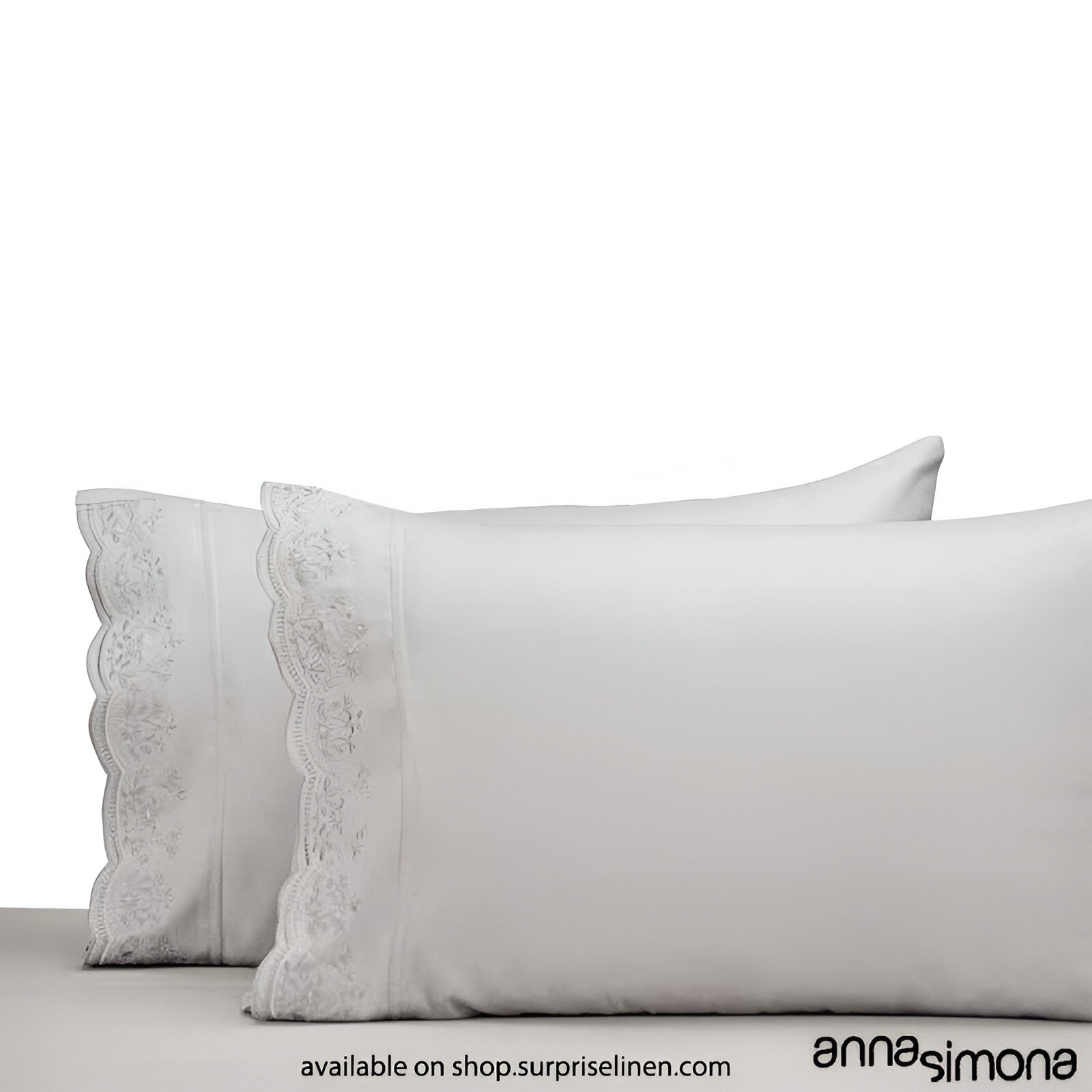 Anna Simona - Liliana King Size 400 TC Cotton Satin King Size Bedsheet Set (Silver)