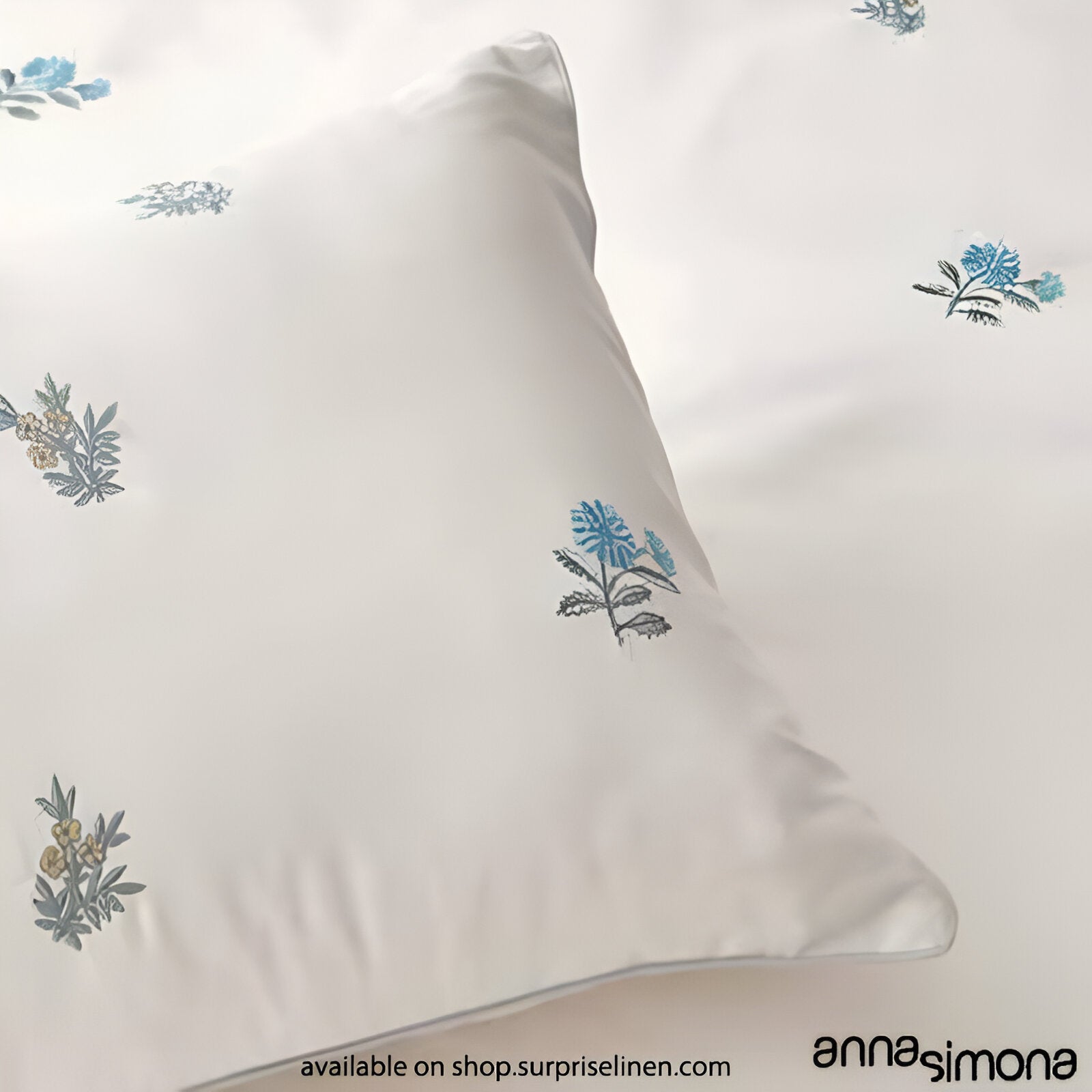 Anna Simona - Carolina 4 Pcs Fine Cotton Satin Duvet Cover Set (Off White)