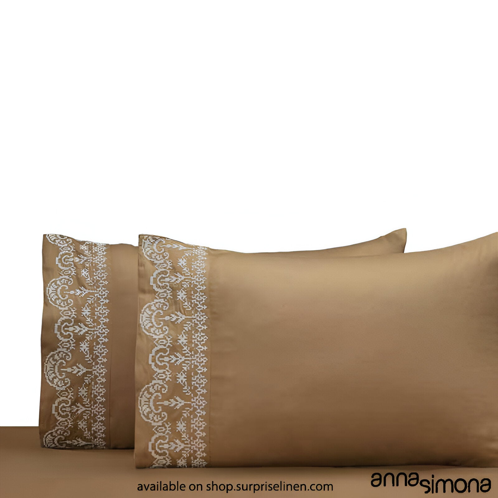 Anna Simona - Elizabeth King Size 400 TC Cotton Satin King Size Bedsheet Set (Ochre)