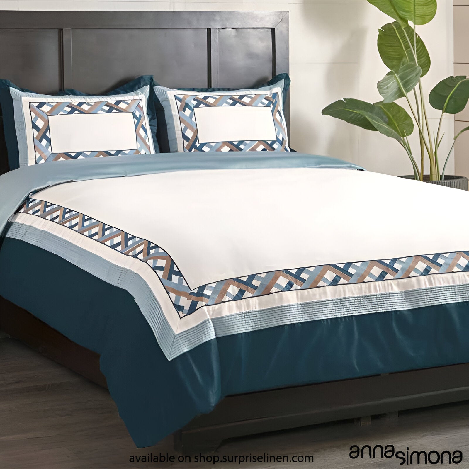 Anna Simona - Monaco 4 Pcs Fine Cotton Satin Duvet Cover Set (Powder Blue)