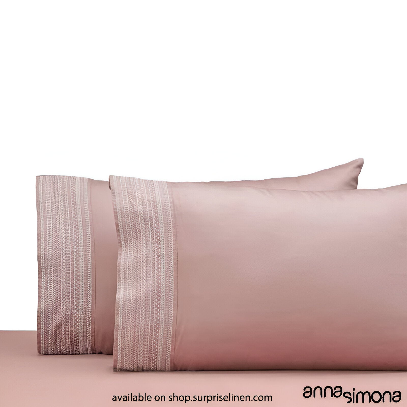 Anna Simona - Irene King Size 400 TC Cotton Satin King Size Bedsheet Set (Nude Pink)