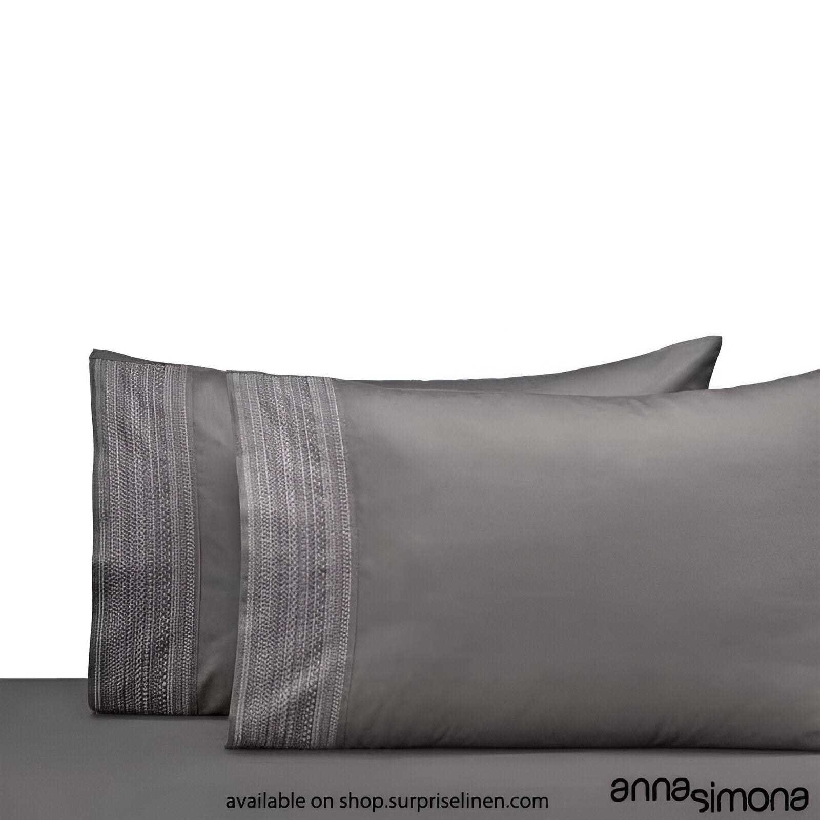 Anna Simona - Irene King Size 400 TC Cotton Satin King Size Bedsheet Set (Charcoal)