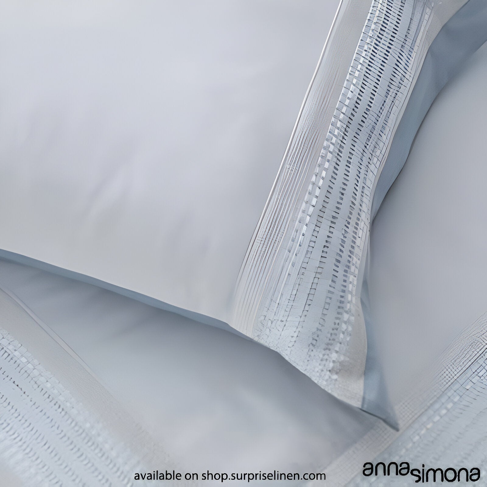 Anna Simona - Renate 4 Pcs Fine Cotton Satin Duvet Cover Set (Sky Blue)