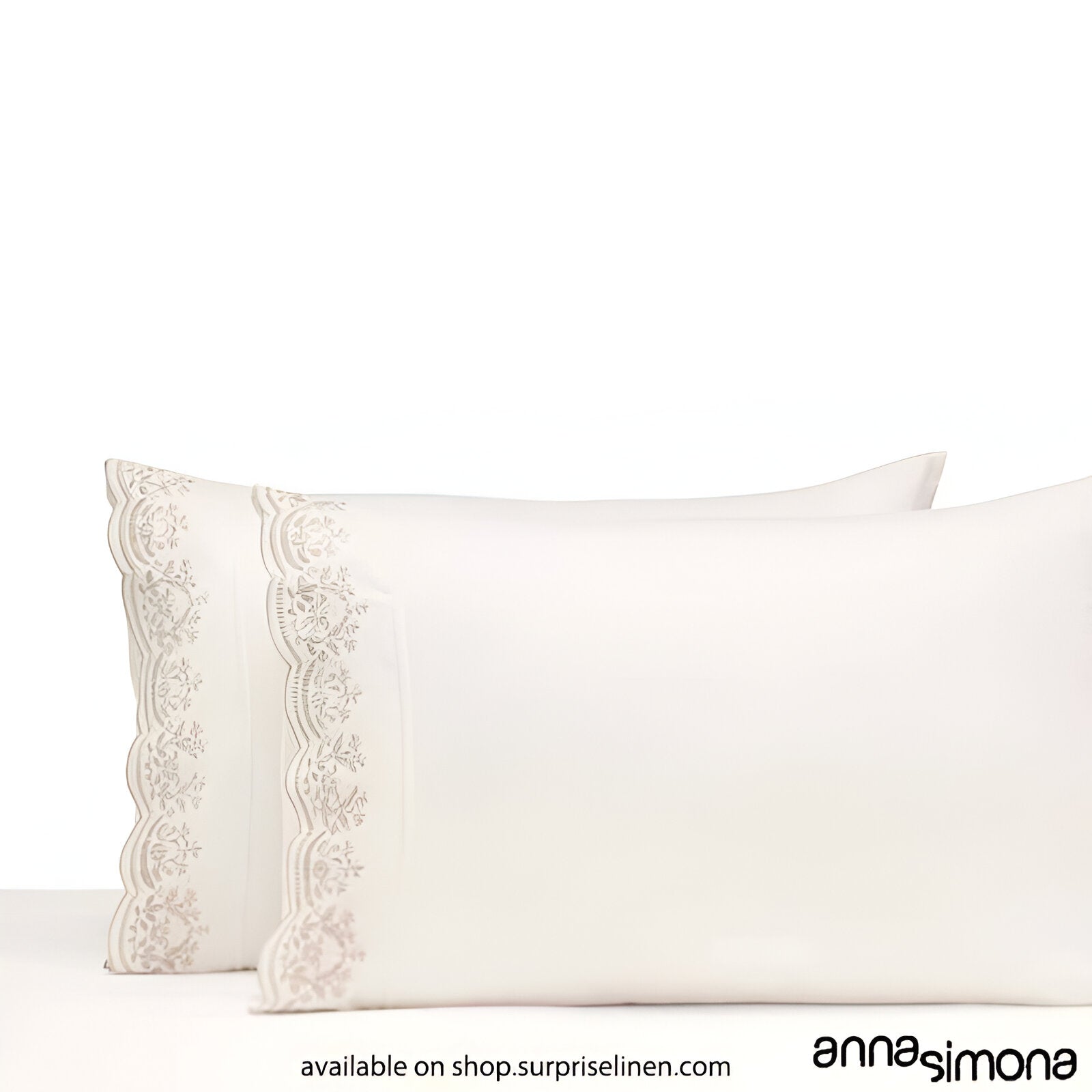 Anna Simona - Liliana King Size 400 TC Cotton Satin King Size Bedsheet Set (Off White)