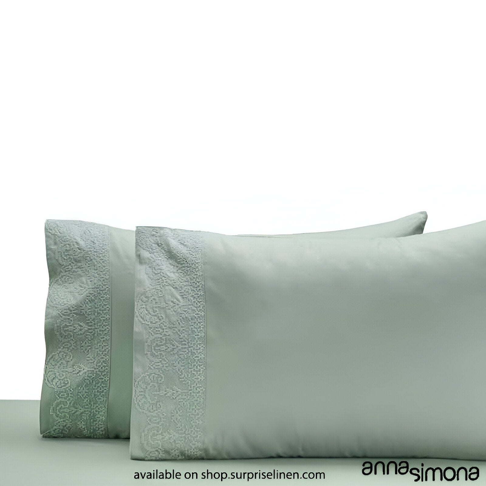 Anna Simona - Elizabeth King Size 400 TC Cotton Satin King Size Bedsheet Set (Jade Green)