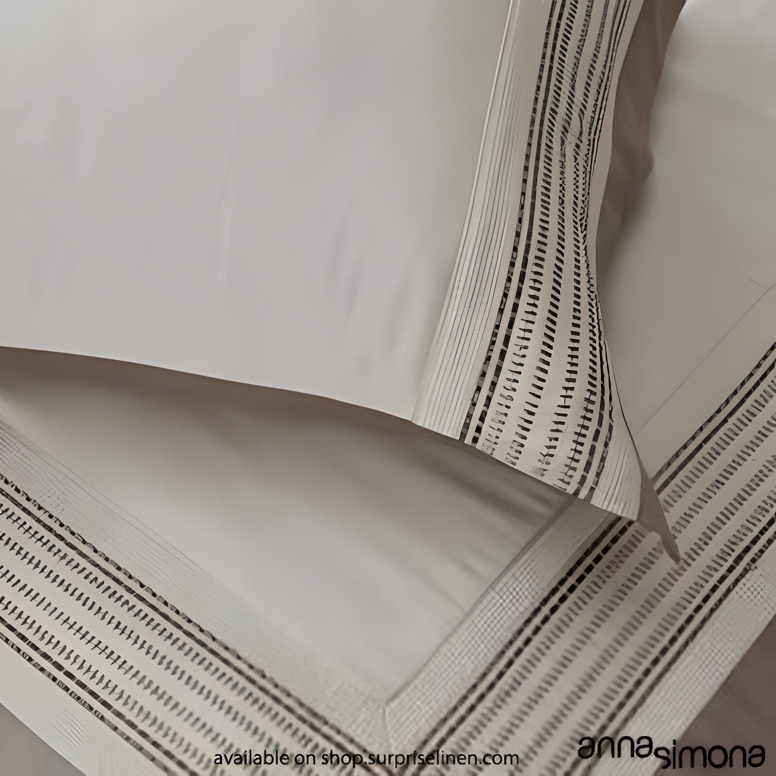 Anna Simona - Renate 4 Pcs Fine Cotton Satin Duvet Cover Set (Stone)