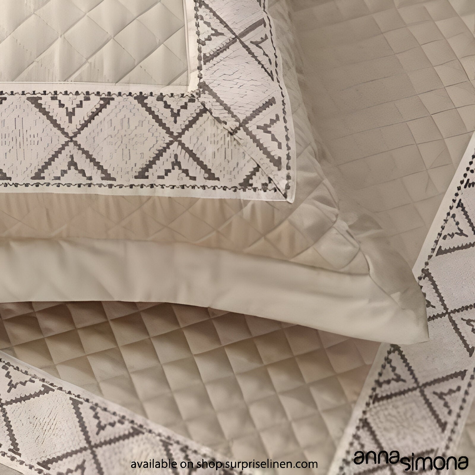 Anna Simona - Bristol 4 Pcs Fine Cotton Satin Duvet Cover Set (Sesame)