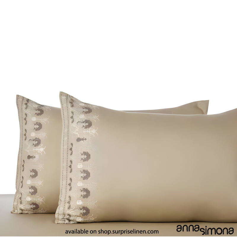 Anna Simona - Sffera King Size 400 TC Cotton Satin King Size Bedsheet Set (Beige)