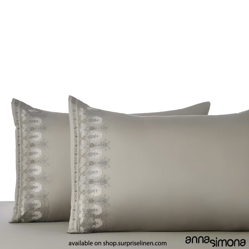 Anna Simona - Sffera King Size 400 TC Cotton Satin King Size Bedsheet Set (Fog Grey)