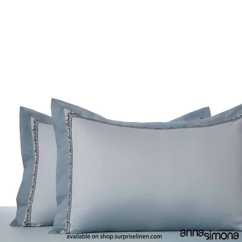 Anna Simona - Sara King Size 400 TC Cotton Satin King Size Bedsheet Set (Sky Blue)