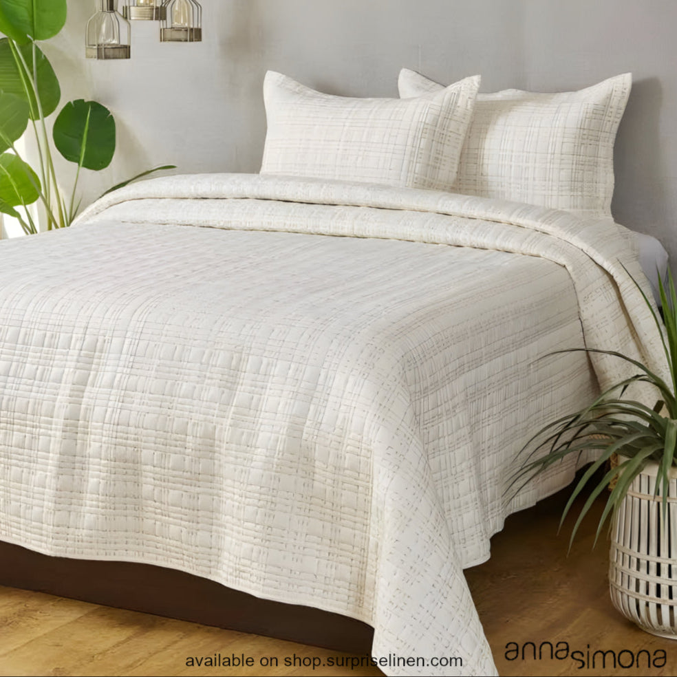 Anna Simona - Sera Viscose Linen 3 Pcs Bed Cover Set (Off White)