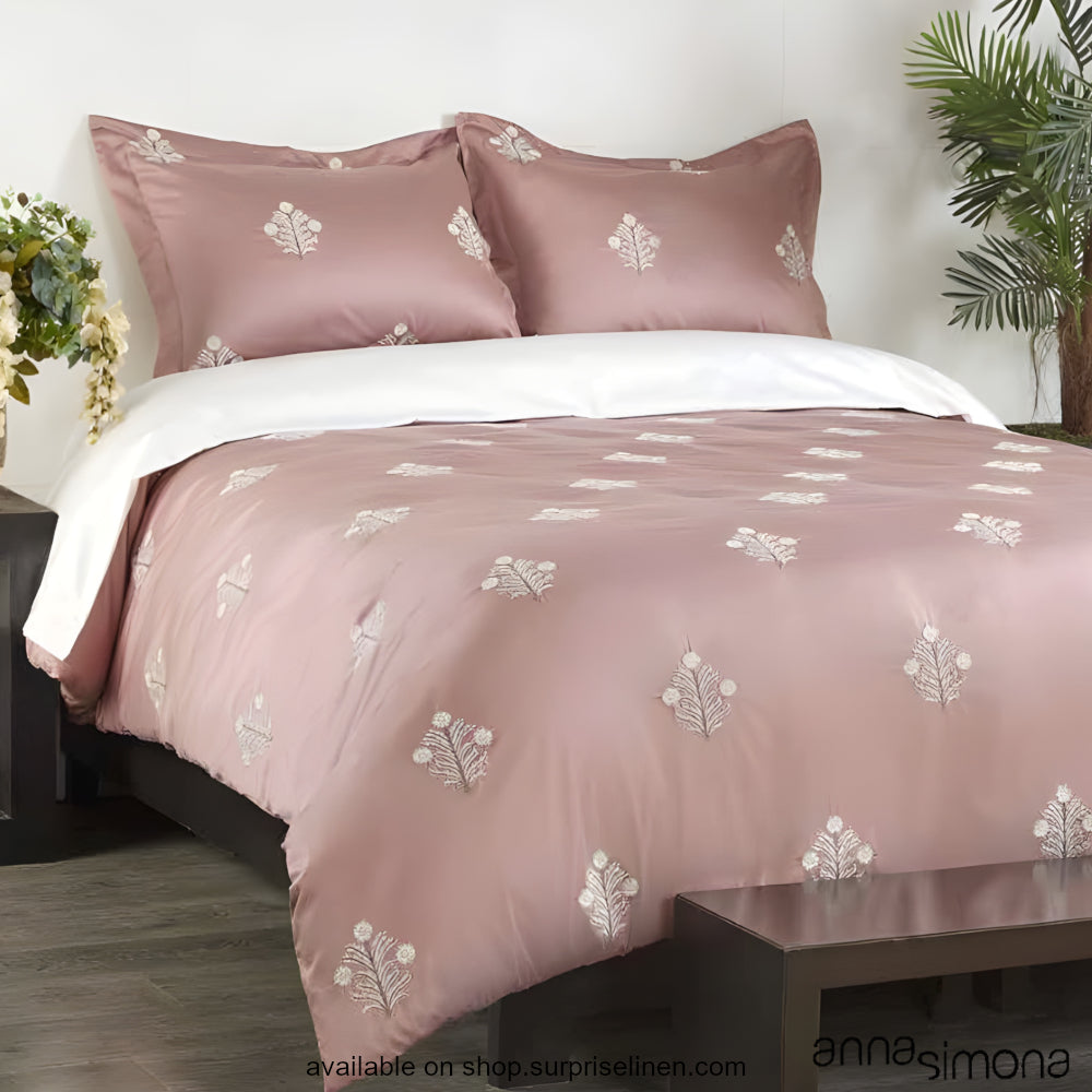 Anna Simona - Sophie 4 Pcs Cotton Satin Duvet Cover Set (Nude Pink & Off White)