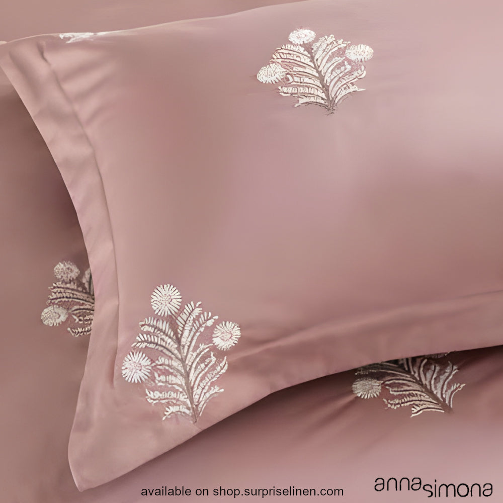 Anna Simona - Sophie 4 Pcs Cotton Satin Duvet Cover Set (Nude Pink & Off White)