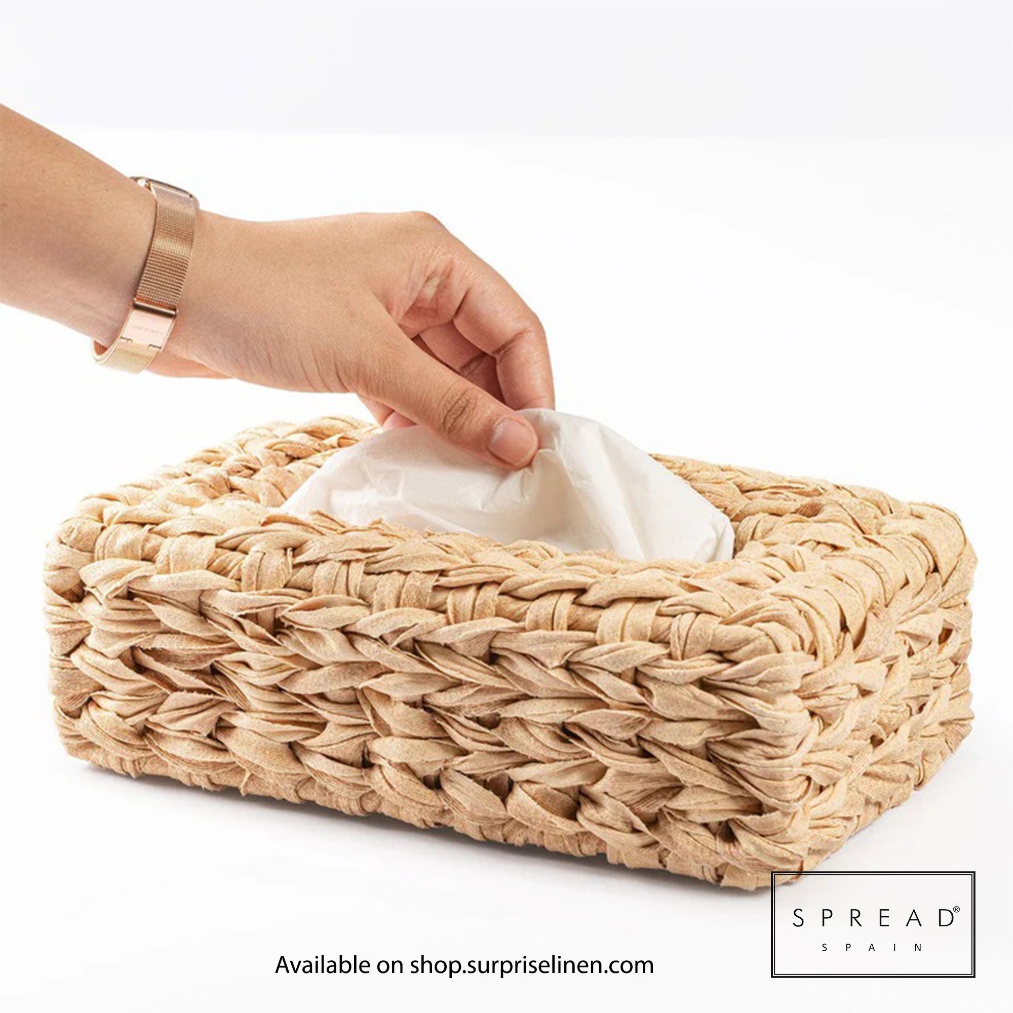 Spread Spain - Waterproof & Moisture Proof Synthetic Rattan Interknit Tissue Box (Brown)