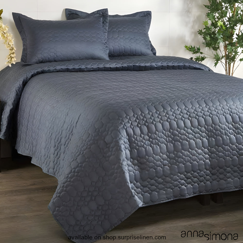 Anna Simona - Stanley Cotton Satin 3 Pcs Bed Cover Set (Sapphire Blue)
