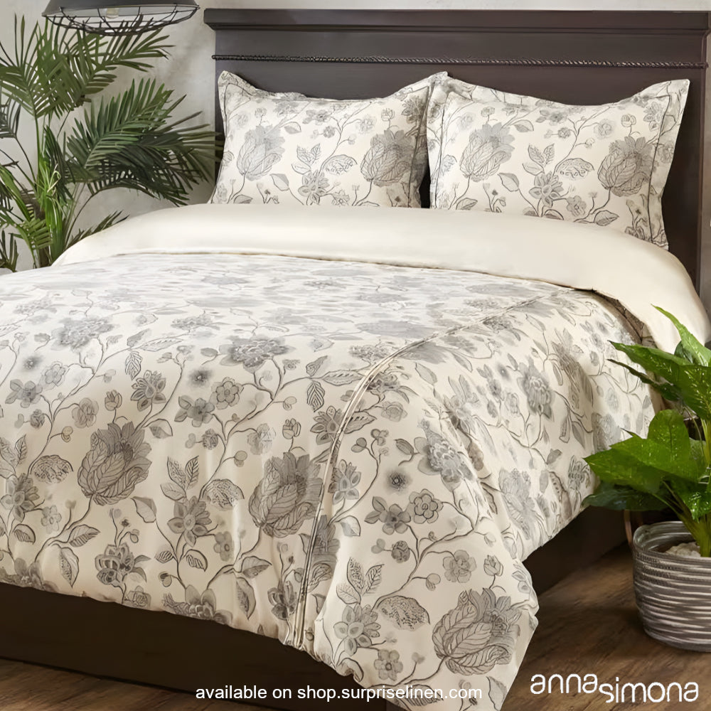 Anna Simona - Zara 4 Pcs Cotton Satin Duvet Cover Set (Natural / Off White)