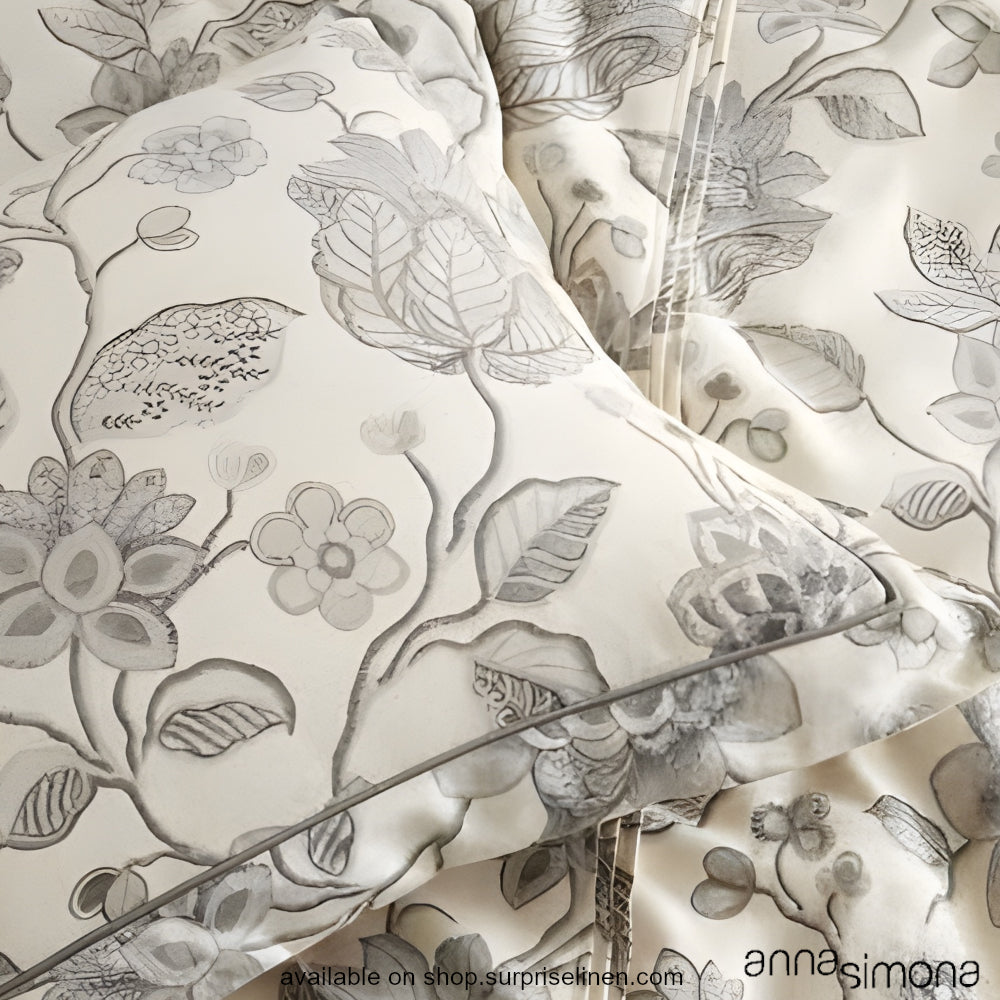 Anna Simona - Zara 4 Pcs Cotton Satin Duvet Cover Set (Natural / Off White)