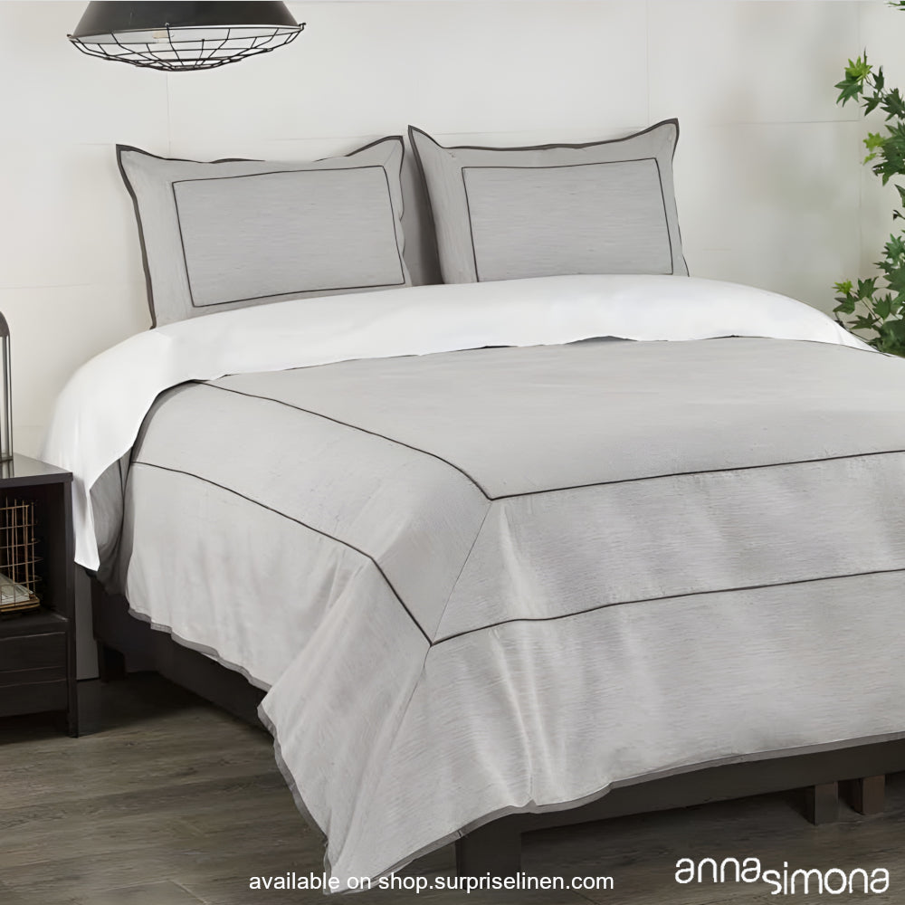 Anna Simona - Zen 4 Pcs Cotton Satin Duvet Cover Set (Grey)