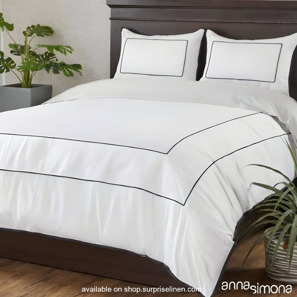 Anna Simona - Zen 4 Pcs Cotton Satin Duvet Cover Set (White & Silver)