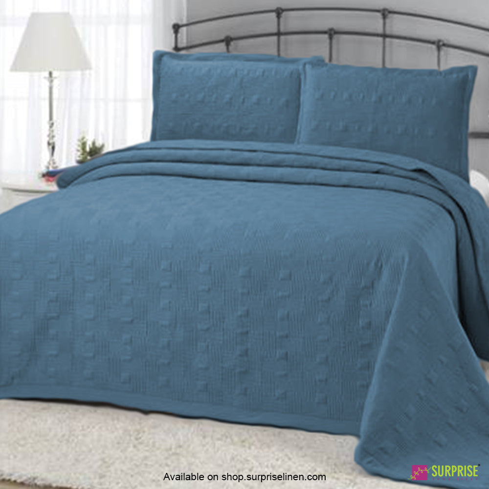 Surprise Home - Elegance 3 Pcs Quilted Bed Cover Set (Bluejay)