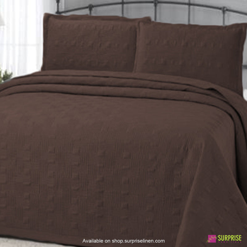 Surprise Home - Elegance 3 Pcs Quilted Bed Cover Set (Brown)