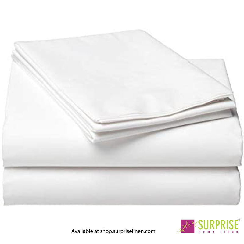 Surprise Home - Whites Collection Premium Cotton Super King Size Bedsheet (Plain White)