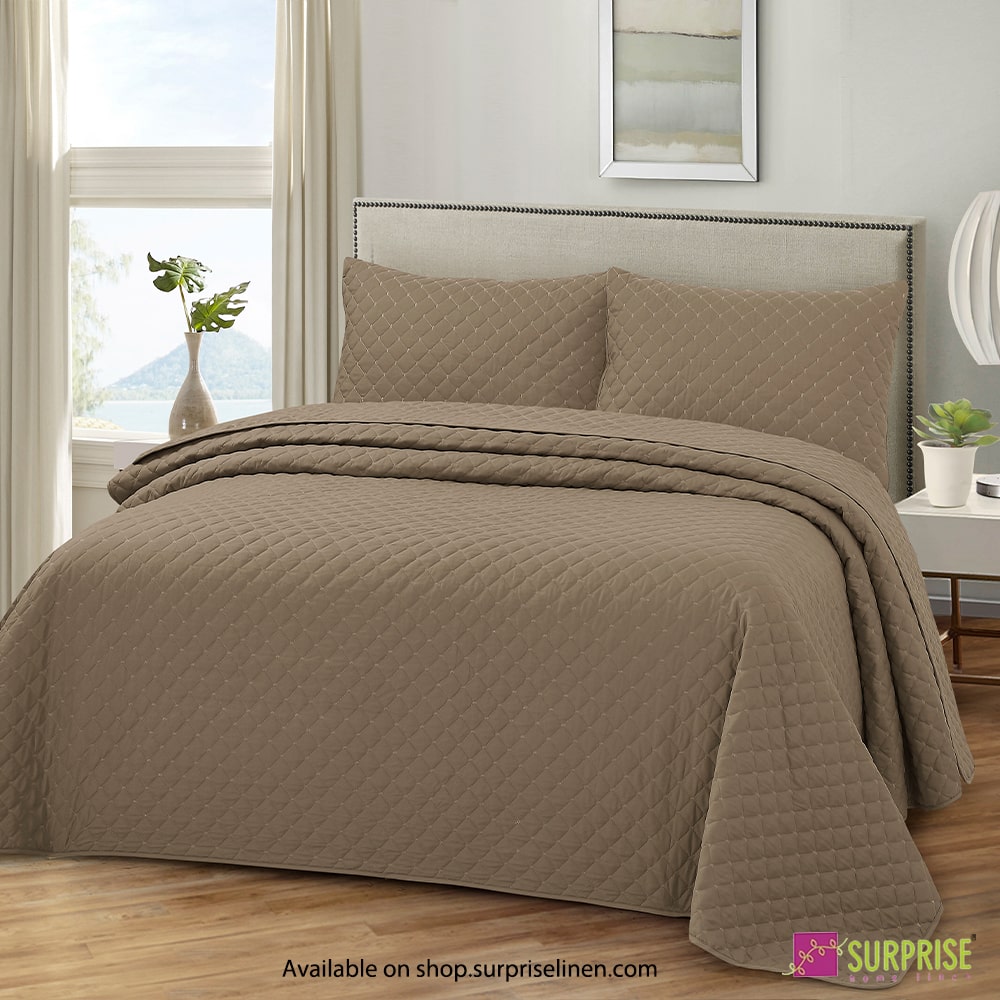 Surprise Home - Everyday Essentials Premium Quilted Swiss 3 Pcs Bedcover Set (Pine Bark)