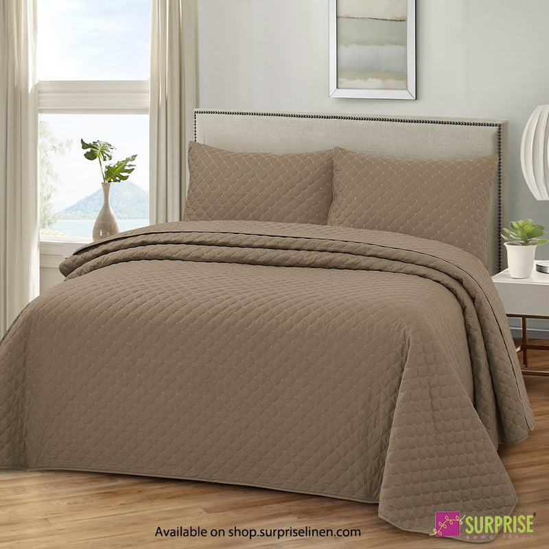 Surprise Home - Everyday Essentials Premium Quilted Swiss 3 Pcs Bedcover Set (Pine Bark)