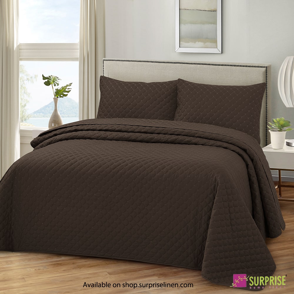 Surprise Home - Everyday Essentials Premium Quilted Swiss 3 Pcs Bedcover Set (Coffee Bean)