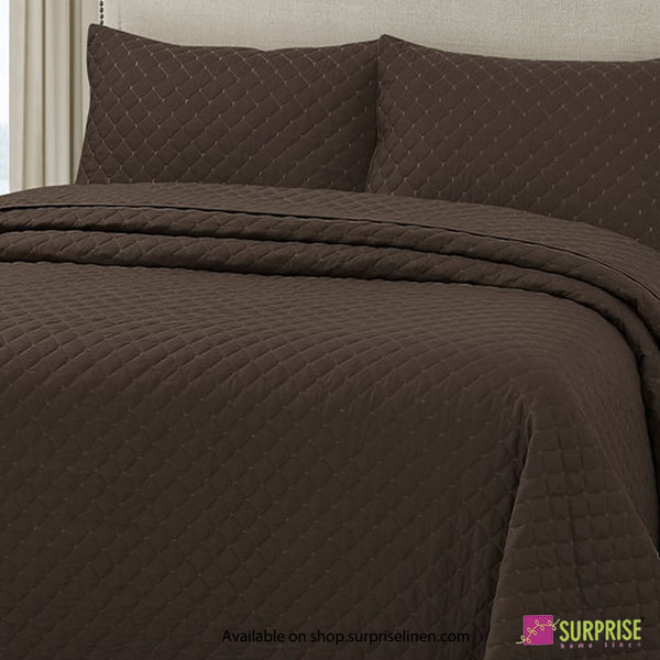 Surprise Home - Everyday Essentials Premium Quilted Swiss 3 Pcs Bedcover Set (Coffee Bean)
