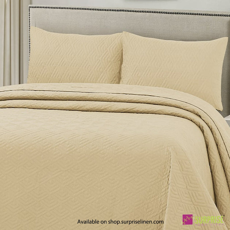 Surprise Home - Everyday Luxury Essentials Plush Quilted 3 Pcs Bedcover Set (Bleached Sand)