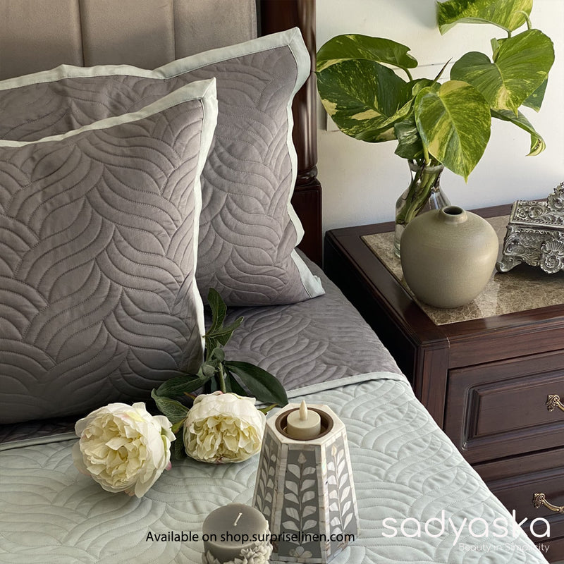 Sadyaska - Prime Collection Comber Bed Cover Set (Sage Green & Grey)