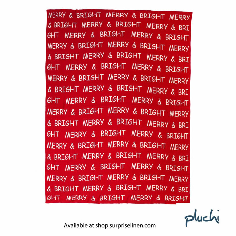 Pluchi - Merry & Bright 100% Cotton Knitted All Season AC Throw Blanket (Red)