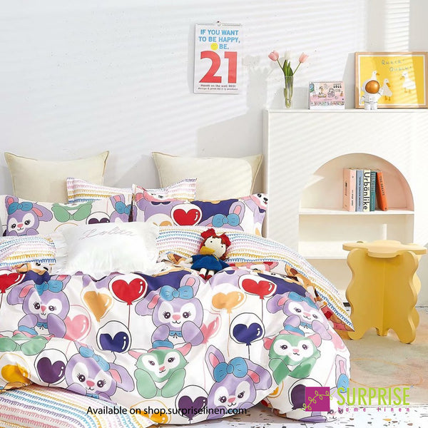 Little Superstars Collection by Surprise Home - Bedsheet Set in Fun Prints for Kids made in Super Soft Skin Friendly 100% Cotton Fabric (Bunny)