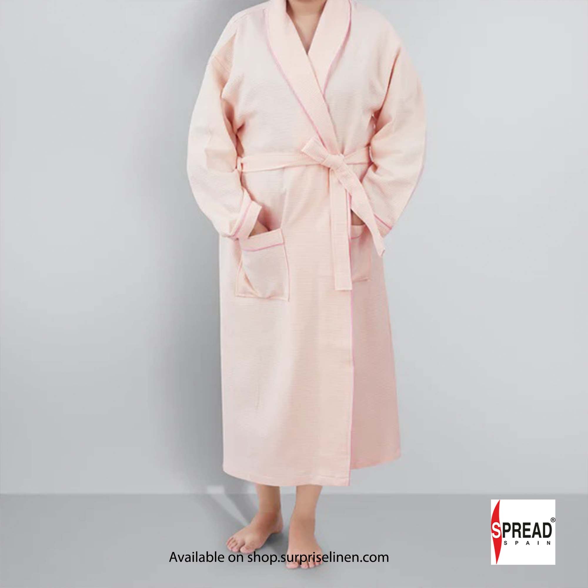 Spread Spain - Unisex Cotton Waffle Bathrobe (Peach)