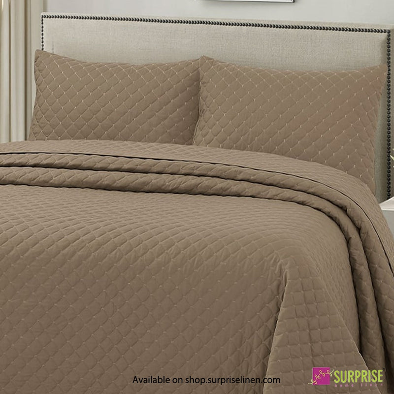 Surprise Home - Everyday Essentials Premium Quilted Swiss 3 Pcs Bedcover Set (Pine Bark)