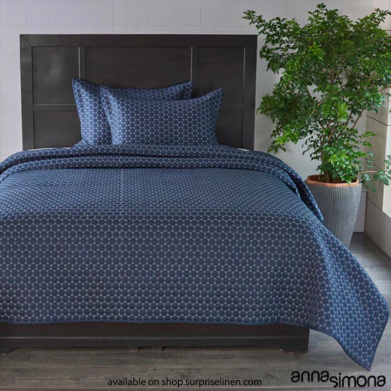 Anna Simona - Saga Viscose Linen 3 Pcs Bed Cover Set (Navy Blue)