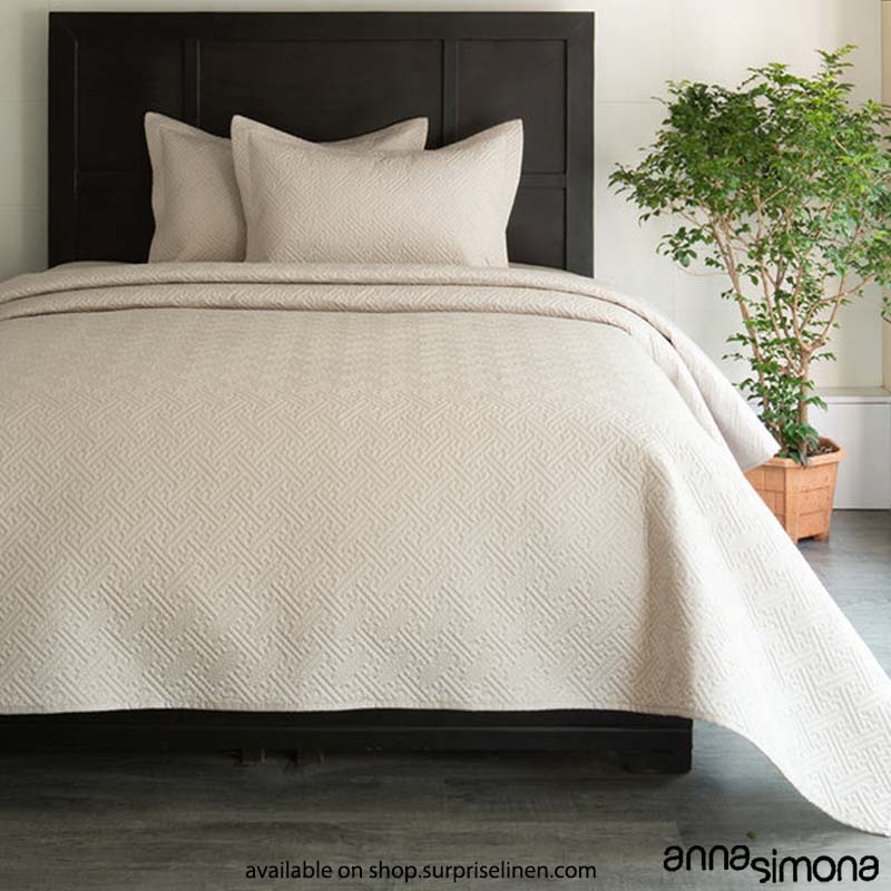 Anna Simona - Heather 3 Pcs 400 TC Fine Cotton Satin Bed Cover Set (Stone)