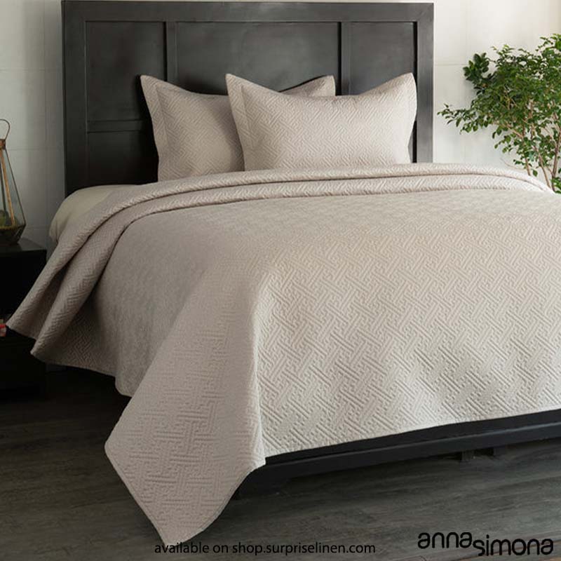 Anna Simona - Heather 3 Pcs 400 TC Fine Cotton Satin Bed Cover Set (Stone)