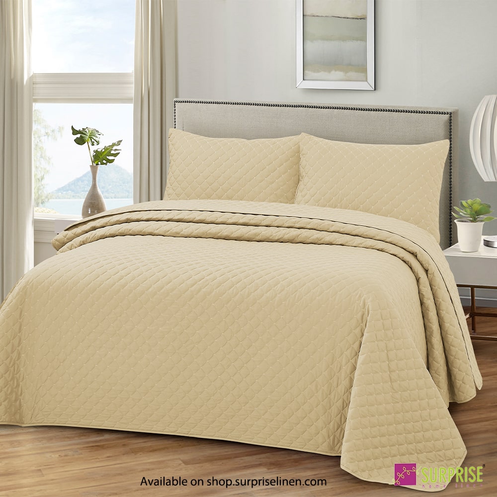 Surprise Home - Everyday Essentials Premium Quilted Swiss 3 Pcs Bedcover Set (Bleached Sand)