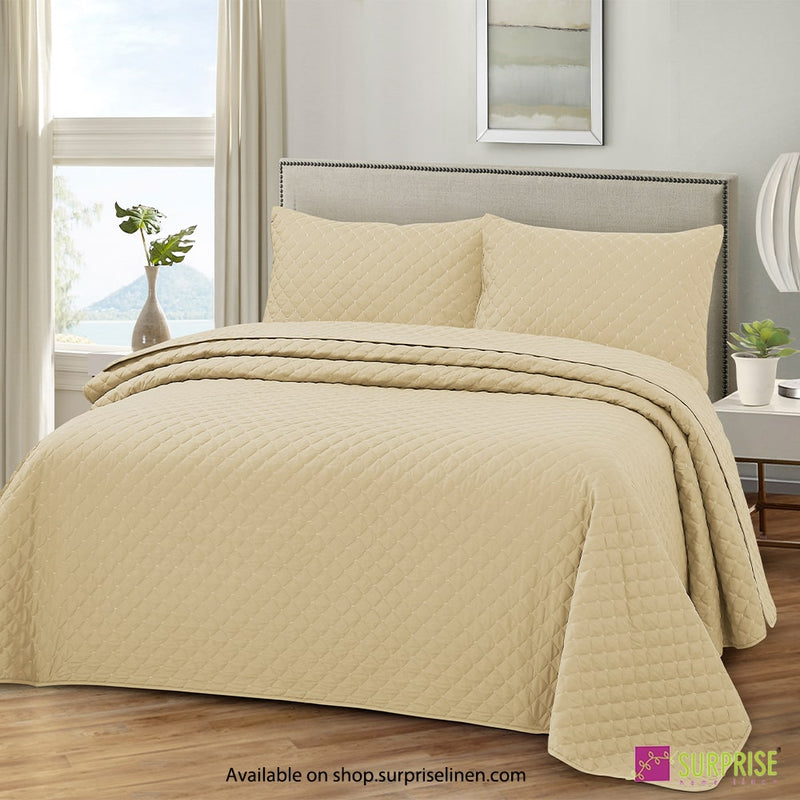 Surprise Home - Everyday Essentials Premium Quilted Swiss 3 Pcs Bedcover Set (Bleached Sand)