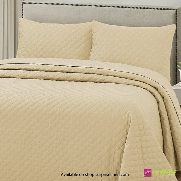 Surprise Home - Everyday Essentials Premium Quilted Swiss 3 Pcs Bedcover Set (Bleached Sand)