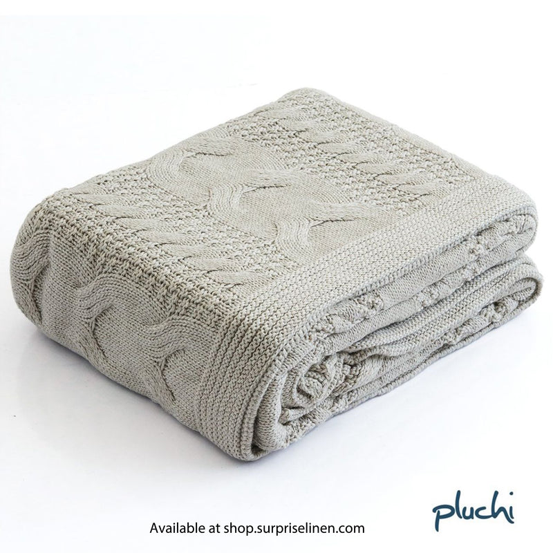 Pluchi - Classical Knitted Throw For Round The Year Use / AC Use (Ivory)
