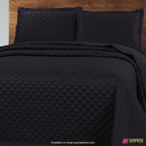 Surprise Home - Luxe 3 Pcs Quilted Bed Cover Set (Black)